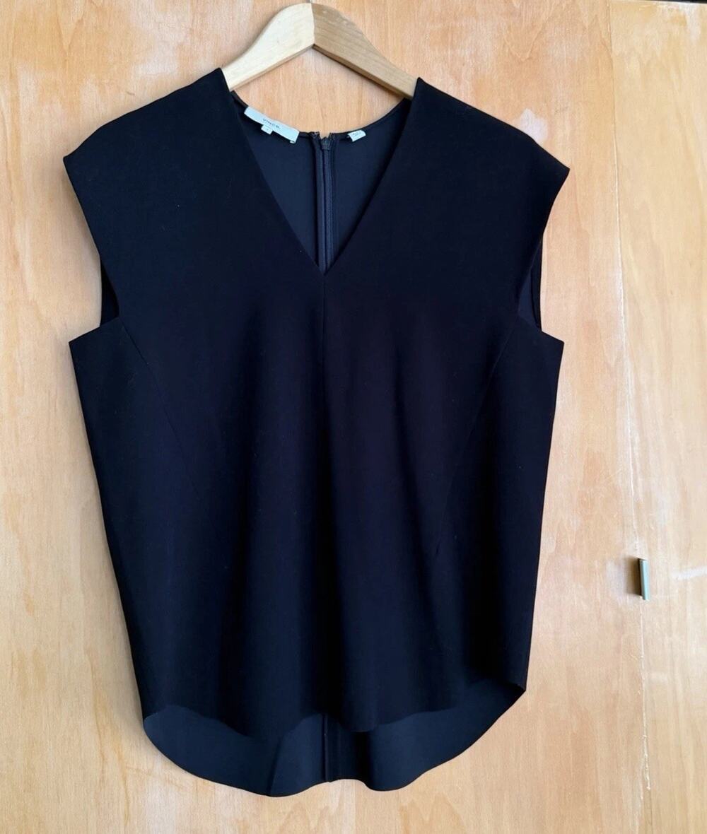 Vince Black V Neck Sleeveless Top
